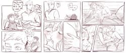 2boys 2girls areolae arm_around_partner barely_visible_genitalia barely_visible_pussy bath bathing bathing_together big_breasts biting_lip blonde_hair blush breast_grab breast_size_difference breasts chilchuck_tims close-up closed_eyes comic completely_nude delicious_in_dungeon dialogue drinking dungeon_meshi ear_blush elf_ears elf_female english_text falin_touden fanon_couple female female_pubic_hair finger_fuck fingering fingering_partner french_kiss fully_clothed greyscale half-closed_eyes half-elf hand_on_another's_chest hand_on_another's_face hand_on_another's_stomach happy_sex highres hot_spring ijessbest kissing laios_touden large_breasts lighting long_hair looking_at_partner looking_pleasured lying lying_on_back marcille_donato moaning monochrome nipples partially_submerged partially_visible_vulva pointy_ears pubic_hair pussy pussy_peek romantic romantic_couple sitting small_breasts smile speech_bubble spread_legs standing surprised unseen_female_face visible_breath white_background wholesome yuri