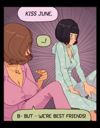 2girls blush female fmsqueeze page_2 tagme text_bubble