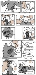 anthro black_penis canid canine canis daddy_kink dirty_talk domestic_dog duo feet fellatio foot_fetish foot_lick foot_play genitals licking male male/male mammal oral penile penis procyonid raccoon sex tongue