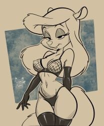 animaniacs dimidotfurr female fishnet_bra furry minerva_mink solo