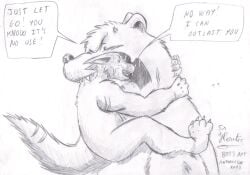 2013 angry anthro anthrocon bear big_bad_bear bigbadbear bodily_fluids canid canine canis claws cross-popping_vein dialogue duo feet fur head_in_mouth internal male male/male mammal nude_prey oral_vore saliva signature simple_background size_difference speech_bubble talking_to_another talking_to_pred talking_to_prey teeth text vore white_background wolf