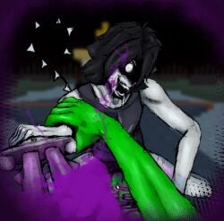 absurd_res anonymous_artist background black_hair blood_in_mouth blood_splatter bloody_clothes bloody_knife blurry_background bottom_pov bottomless creepy_smile cum_in_wound cum_on_body cum_on_lower_body dagger death dialogue dying ejaculation fingerless_gloves forsaken_(roblox) glowing_eyes gore grabbing_hand green_skin grey_skin handwear male male/ambiguous male_on_ambiguous male_penetrating_ambiguous onomatopoeia questionable_consent roblox scars self_harm_scars stab stabbed submissive_pov sweat tail tattoo topless topwear_only two_time_(forsaken) weapon white_eyes wound_fucking wound_penetration