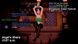 1girls accessory armpit_crease armpits arms arms_on_head arms_over_head arms_up bar bare_arms bare_shoulders between_eyes black_leggings black_legwear black_stockings blue_eyes blue_eyes_female blurred_background blurry blurry_background boobs_out bottles bow_tie bowtie breasts breasts bunny_ears bunny_girl bunnygirl bunnysuit clothed clothed_female corset counter cuffs detached_cuffs dialogue english english_commentary english_dialogue english_language english_subtitles english_text english_translation eyes feet_in_stockings female female_focus female_human female_only footwear garter_straps genshin_impact green_corset green_outfit green_pasties hair hair_accessory hair_between_eyes headwear heels human human_female human_only indoor indoors inside internal_dialogue koibito_(koibito0928) leggings legs legs_cross legs_crossed legwear light light-skinned light-skinned_female light_skin light_skin_female light_skinned light_skinned_female long_hair looking_at_viewer medium_boobs medium_breasts medium_tits mona_(genshin_impact) nipples_covered no_bra on_counter outfit partially_clothed partially_clothed_female partially_clothed_human partially_naked partially_naked_female partially_nude partially_nude_female pasties pasties_with_text photosession photoshoot posing posing_for_picture posing_for_the_viewer practically_nude prostitution purple_hair purple_hair_female red_bow_tie red_bowtie shoulders sitting sitting_down sitting_on_counter smile smiling smiling_at_viewer smiling_female solo solo_female solo_focus solo_in_panel speaking stockings talking talking_to_another tavern tavern_background text text_on_pasties thighs thought thoughts tie timestamp topless topless_female twintails twintails twintails_(hairstyle) white_wrist_cuffs wrist_cuffs wristwear