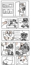 anthro armpit_hair body_hair bulge canid canine canis clothing domestic_dog duo erection erection_under_clothing male male/male mammal nipples pecs procyonid pubes raccoon sniffing