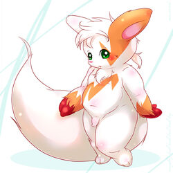 1boy big_tail flaccid green_eyes male male_only maverick pokemon pokemon_(species) solo white_fur zangoose