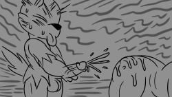 anthro balls big_balls big_penis cult_of_the_lamb ejaculation genitals hi_res humanoid male massive_monster_(studio) masturbation orgasm orgasm_face penis solo usury40