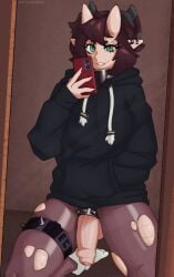 androgynous big_breasts big_penis bottomless breasts clothed clothing cock cock_ring dayteghoul ear_piercing feet femboy flaccid futa_only futanari hi_res highres hoodie horn horns humanoid humanoid_penis intersex jacket kneeling large_penis mirror mirror_selfie mostly_clothed nonbinary penis ria_(dayteghoul) ripped_stockings smooth_balls smooth_penis socks solo tagme thick_ass thick_penis thick_thighs thighhighs