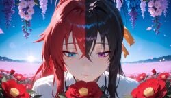 2girls ai_generated akeno_himejima females_only girlfriends high_school_dxd lesbian_couple only4uart outdoors rias_gremory rias_x_akeno yuri yuri yuri