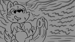 anthro aroused aroused_face aroused_smile canid canine cult_of_the_lamb erection fox genitals hi_res humanoid male mammal massive_monster_(studio) penis solo usury40