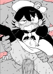 black_hair chef_hat chef_uniform larger_male peppina_and_the_magical_tower_of_pizza peppina_ramen_(ketartdragon) pizza_tower sex smaller_female sweat tears twintails