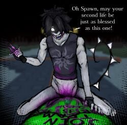 absurd_res anonymous_artist background black_hair blood_in_mouth blood_splatter bloody_clothes bloody_knife blurry_background bottom_pov bottomless creepy_smile cum cum_in_wound cum_inside dagger dialogue fingerless_gloves forsaken_(roblox) glowing_eyes gore green_skin grey_skin handwear male male/ambiguous male_on_ambiguous male_penetrating_ambiguous onomatopoeia questionable_consent roblox scars self_harm_scars submissive_pov sweat tail tattoo topless topwear_only two_time_(forsaken) weapon white_eyes wound_fucking wound_penetration