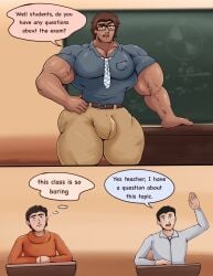 barakando big_ass bulge clothed hairy_pecs muscular_male original_character size_difference teacher university veiny_muscles