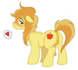 2012 blush braeburn_(mlp) earth_pony equine friendship_is_magic fur green_eyes hasana-chan heart horse male male_only my_little_pony penis pony shy smooth_skin solo tongue