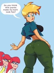 ass ass_envy ass_focus big_ass big_breasts blonde_hair breasts cartoon_network female fully_clothed gearfou gearthefae genderswap_(mtf) jealous jenny_test johnny_test johnny_test_(series) large_ass large_breasts mary_test rule_63 susan_test text thick_thighs wide_hips