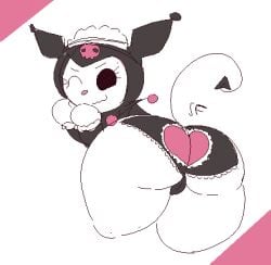 1girls anthro anthro_only ass ass_focus big_ass big_butt black_headwear black_topwear bubble_ass bubble_butt cameltoe devil_tail dot_eyes dot_nose eyelashes female female_only furry furry_female furry_only headwear heart heart_symbol huge huge_ass kuromi looking_at_viewer looking_back looking_back_at_viewer maid maid_headdress maid_outfit onegai_my_melody pussy_bulge rabbit rabbit_ears rabbit_girl sanrio shorts shortstack skull_symbol starfat tagme thick_ass thick_thighs topwear white_fur wink winking winking_at_viewer
