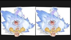 anthro avian color cross_stereogram edited feathers nezumi penis pussy stereogram