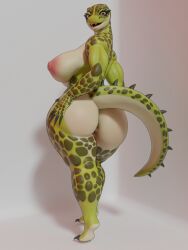 3d anthro ass big_breasts big_butt breasts digital_media_(artwork) female hi_res huge_breasts huge_butt huge_thighs looking_at_viewer nipples nude raguda reptile scalie simple_background solo tail thick_thighs wide_hips