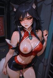 after_sex ahri ahri_(league_of_legends) ai_generated condom cum_in_pussy league_of_legends