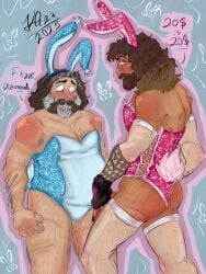 2boys 2males a_minecraft_movie actor aftonsklaudie bara barazoku beard blush bunny_costume bunny_ears bunny_tail celebrity clothed dialogue garrett_"the_garbage_man"_garrison garrett_garrison gay in_character jack_black jason_momoa long_hair long_hair_male minecraft old_man_yaoi playboy_bunny playboy_bunny_costume playboy_bunny_leotard steve_(minecraft) tattoo tights yaoi