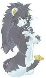 curvy female furry luxray nintendo pokemon pokemon_(species) pokemon_dppt sindoll solo straight_hair tail_between_legs