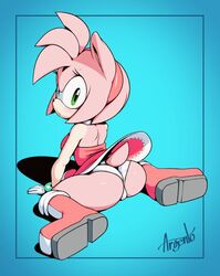 amy_rose argento ass clothing female furry panties pink_fur pink_hair sonic_(series) underwear