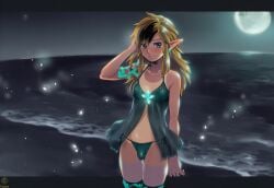 ai ai_art ai_generated almond_eyes androgynous bare_shoulders bare_thighs black_hair blue_eyes blush blushing boyfriend crossdressing cute dress embarassed femboy feminine_male feminization flower girly girly_boy golden_hair hylian hylian_ears lake link link_(breath_of_the_wild) link_(tears_of_the_kingdom) long_hair luxica moon moonlight night nintendo novelai romantic sea tattoo the_legend_of_zelda trap twink uncensored