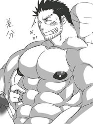 bara boner erection free free_(soul_eater) male male_only monochrome muscle muscles nipples nude penis soul_eater tattoo yaoi