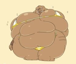 anthro bikini breasts enormous_breasts fat female gold_bikini huge_belly minecraft nsfwoaf piglin solo sparkles thick_thighs tusks video_games wide_hips
