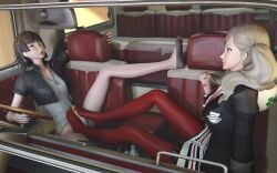 1futa 2girls 3d ann_takamaki balls black_hoodie black_jacket black_skirt black_socks blonde_hair blue_eyes breasts brown_hair censored cropped_jacket cum cum_on_clothes dawadd earrings feet feet_on_penis female foot_fetish footjob futa_with_female futanari hairclip hoodie in_vehicle intersex jacket makoto_niijima makoto_niijima_(strikers_casual) medium_breasts necklace no_pants one_eye_closed painted_fingernails ped_socks penis persona persona_5 persona_5_scramble:_the_phantom_strikers phone playing_with_hair red_eyes red_legwear red_thighhighs shirt short_hair skirt socks steering_wheel testicles thighhighs twintails uncensored van water_bottle white_shirt yuri