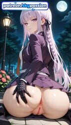 1girls 2026 ai_assisted ai_generated anime anus ass bangs big_ass booty braid butthole danganronpa female_genitalia flower genitals gloves hi_res high_quality high_resolution highres kirigiri_kyouko long_hair night night_sky outdoors patreon patreon_username purple_eyes pussy red_moon sitting sky skypassion solo stable_diffusion uncensored_pussy uncensored_vagina watermark