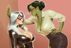 2girls ai_generated big_ass big_breasts big_thighs black_cat_(marvel) breasts curvaceous curvy curvy_figure digital_media_(artwork) felicia_hardy female female_only giantess green-skinned_female green_body green_hair green_skin hips hourglass_figure huge_ass huge_breasts huge_thighs hulk_(series) jennifer_walters large_ass large_breasts large_female large_thighs legs light-skinned_female light_skin macro macro_female marvel marvel_comics mature mature_female mini_giantess phophopho she-hulk slim_waist spider-man_(series) tall tall_female thick thick_hips thick_legs thick_thighs thighs voluptuous waist white_hair wide_hips wide_thighs