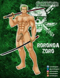 1boy abs balls ballsack bara bara_body bara_tiddies bara_tits barazoku barefoot beefy biceps big_dick_energy big_penis bigger_male broad_shoulders castelsbungalow collarbone completely_nude dark_penis dated earrings eight_pack fat_cock flaccid flaccid_bigger flaccid_penis foreskin foreskin_overhang frown frowning gay girthy_penis green_eyes green_hair green_pubic_hair holding_sword huge_cock hunk japanese_male looking_at_viewer male male_feet male_focus male_only manly masculine masculine_male muscular muscular_male naked one_piece pecs pectorals penis post-timeskip pubic_hair quadriceps roronoa_zoro scar scar_across_eye scar_on_chest scar_on_face scars sword swords swordsman text trapezius triceps uncircumcised uncut unretracted_foreskin veiny_penis