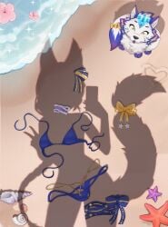 bikini dressed_shadow_(meme) german_vtuber implied_nudity indie_virtual_youtuber lewdtuber unworn_bikini virtual_youtuber vtuber wolf_ears wolf_girl wolf_tail
