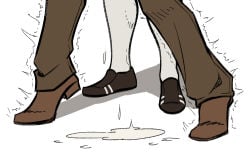 against_wall anal artist_request clothed_sex cum_drip cum_on_floor gay gay_sex implied_anal legs_apart scout_(team_fortress_2) sex_from_behind small_dom_big_sub smaller_penetrating_bigger sniper_(team_fortress_2) team_fortress_2 trembling yaoi younger_penetrating_older