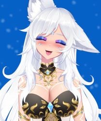 alternate_hair_color big_breasts blushing german_vtuber horny_female indie_virtual_youtuber lewdtuber long_hair tongue_out virtual_youtuber vtuber white_hair