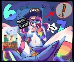 67 adhd arm_warmers armwear autism blush brainrot character colorful distracted_sex female female_focus female_only iphone leg_warmers legs_up legwear mango meme on_back on_phone pale-skinned_female pale_skin phone pink_hair rainbow roblox roblox_avatar robloxian stimulation tagme tralalero_tralala tung_tung_tung_sahur video white_skinned_female