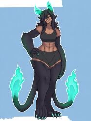 1girls cat_girl edit furry huge_thighs large_breasts nekomata rai_the_nekomata redraw wide_hips