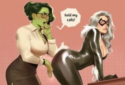 2girls ai_generated ass big_ass big_breasts big_thighs black_cat_(marvel) breasts curvaceous curvy curvy_figure digital_media_(artwork) felicia_hardy female female_only giantess green-skinned_female green_body green_hair green_skin hips hourglass_figure huge_ass huge_breasts huge_thighs hulk_(series) jennifer_walters large_ass large_breasts large_female large_thighs legs light-skinned_female light_skin macro macro_female marvel marvel_comics mature mature_female mini_giantess phophopho she-hulk slim_waist spider-man_(series) tall tall_female thick thick_hips thick_legs thick_thighs thighs voluptuous waist white_hair wide_hips wide_thighs
