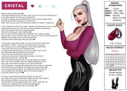 1girls 2d boot_fetish boots caption character_sheet chastity chastity_cage chastity_device chastity_key chastity_release clothed clothing cristal_(otto_cubze) edit english_text female femdom femdom_caption hoop_earrings human key key_necklace keyholder latex looking_at_viewer otto_cubze pink_eyes ponytail shiny_clothes solo solo_female story talking_to_viewer text third-party_edit tight_clothing white_hair