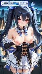 1girls 2026 ai_assisted ai_generated anime black_hair blush boobs breast_lift breasts building bust choujigen_game_neptune city cityscape garter_straps grabbing grabbing_own_breast hi_res high_quality high_resolution highres hyperdimension_neptunia long_hair neptune_(series) neptunia_(series) night nipples noire noire_(neptunia) patreon patreon_username red_eyes self_fondle skypassion solo stable_diffusion thighhighs tits twintails uncensored_nipples watermark