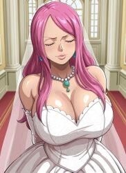 1girls ai_generated big_breasts curvy curvy_body curvy_female curvy_figure gloves huge_breasts jewelry_bonney kyoru189 large_breasts light-skinned_female light_skin mature_female one_piece pink_hair seductive seductive_pose shiny shiny_skin solo solo_female standing wedding_dress
