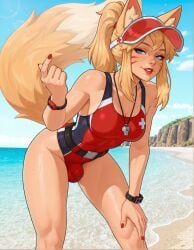1futa 2xko ahri ai_generated beach beckoning bent_over blonde blue_eyes bulge erikochan fox_ears fox_tail futanari league_of_legends looking_at_viewer medium_breasts more_at_source ponytail pool_party_ahri pool_party_series red_nails self_upload sexy solo swimsuit uncensored whisker_markings