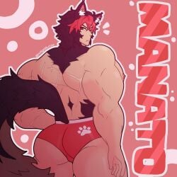 1:1 1boy 1male artist_name artist_signature ass ass_focus back back_view bangs bara bara_ass bara_body bara_tits biceps black_hair bulge bulge_from_behind butt butt_focus dog_ears dog_tail half-dressed half_naked half_nude huge_ass huge_breasts huge_pecs indigobunzz komano_manato komano_manato_(zenless_zone_zero) looking_back looking_back_at_viewer male male_focus male_only muscular muscular_male nipples paw_print pecs pectorals pierced_ears piercing piercings pout pouting pouting_lips pouty_lips red_hair red_underwear scar scars scars_on_arm scars_on_back sideboob small_underwear tail thiren underwear underwear_only uploaded_by_artist watermark wolf_ears wolf_tail zenless_zone_zero