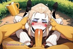 1boy ai_assisted ai_generated anal anal_sex arms_held_behind_back arms_pulled_back asleep blonde_hair blushing doggystyle embarrassed eyes_closed hazbin_hotel hypno lucifer_morningstar_(hazbin_hotel) outdoors passed_out perky_tits prone_bone red_eyes rough_sex shrugging sleeping sleeves_past_fingers solo thick_cock turtleneck_sweater white_skin yellow_sclera