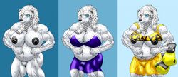 bear big_breasts boxing_gloves breasts chubby clothing color female furry gloves hellbridge heterochromia muscles muscular_female nipples nude overweight polar_bear pubic_hair pussy solo yellow_boxing_gloves yellow_gloves