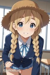 1girl ai_assisted ai_generated anime_coloring blonde_hair blue_eyes braided_pigtails chode cute_face dark_areolas detailed_penis dynamic_angle excessive_foreskin facing_viewer flaccid_penis freckles futa futanari inverted_nipples k light_brown_eyes limp_penis long_hair naked nude phimosis seductive_pose small_penis solo solo_futa source_anime straw_hat thick_eyebrows