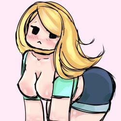 2d 2d_(artwork) artist_request blonde_hair blush_lines roblox tagme tits_out