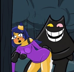 1girl 1girl1boy 2d animated ass begging_to_stop blue_hair boobs cat catgirl cum cum_in_pussy deltarune female forest friend_(deltarune) gif moaning raped_female spoofymaru twitter_username woods yellow_body youtuber