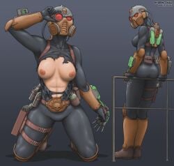 1girl 1girls ass bare_breasts bodysuit breasts breasts_focus breasts_out gray_skull imperium_of_man latex latex_bodysuit latex_clothing latex_suit mask masked masked_female officio_assassinorum ripped_bodysuit ripped_clothing torn_bodysuit torn_clothes torn_clothing vanus_assassin warhammer_(franchise) warhammer_40k