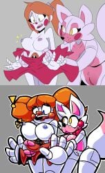 2girls boy_saltiest breasts circus_baby_(fnaf) five_nights_at_freddy's five_nights_at_freddy's:_sister_location five_nights_at_frickbears five_nights_at_frickbears_3 funtime_foxy_(fnaf) jailbait_knight mysaltisexposed reference_image remake undressing